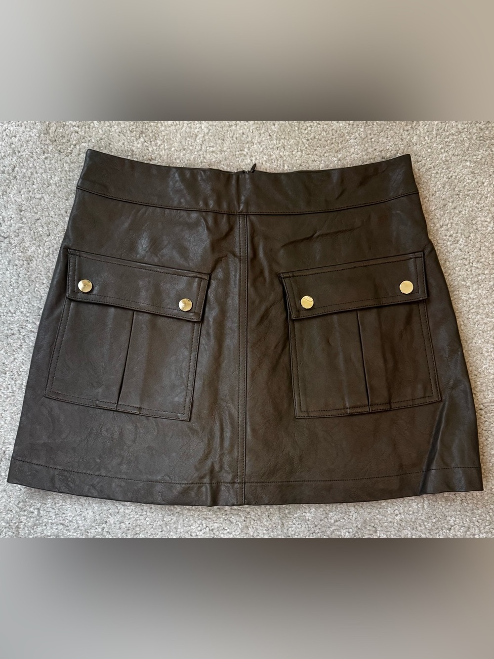Zara Olive Green Leather-Trim Skirt/shorts